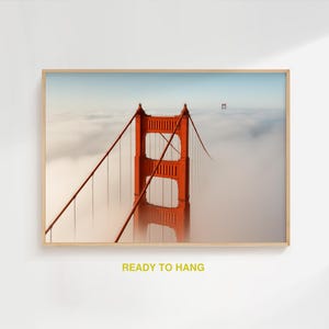 Golden Gate Bridge Poster, San Francisco Fog Wall Art Print, California USA Photo Print