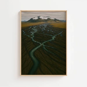 Arte murale di viaggio nordico con montagne islandesi in diverse dimensioni - Arte murale di paesaggio fluviale e natura