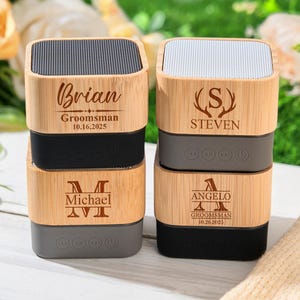 Personalized Bluetooth Speaker/ Custom Groomsmen Gifts/ Bridesmaid Gifts/ Custom Portable Rechargeable Bluetooth Speaker/ Mini Wood Speaker