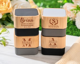 Personalized Bluetooth Speaker/ Custom Groomsmen Gifts/ Bridesmaid Gifts/ Custom Portable Rechargeable Bluetooth Speaker/ Mini Wood Speaker