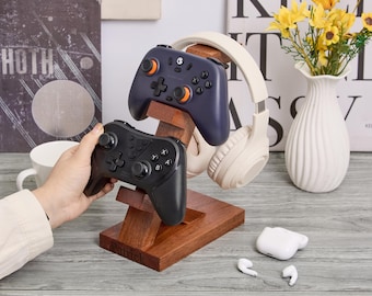 Personalized Gaming Controller and Headphone Stand, RGB Headset Holder, Organizer for Video Gamers, Custom Headphone Display, Christmas Gift