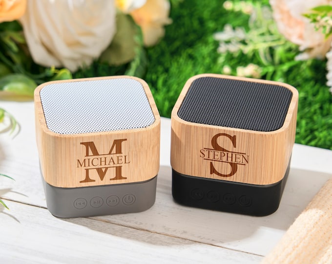 Groomsmen Gifts Personalized Bluetooth Speaker Bridesmaid Gifts Custom Portable Rechargeable Bluetooth Speaker Mini Wood Speaker