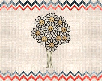 Daisy Bouquet Embroidery Design: Spring Flowers (Digital)