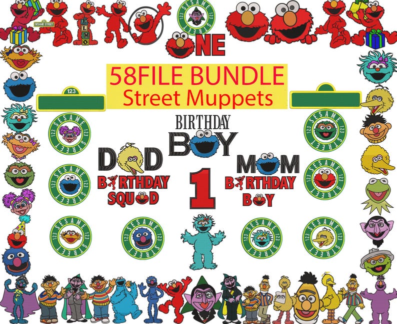 Muppet Graphics BUNDLE 58 Street Muppets FILE Embroidery Embroidery Design (digital) - Etsy