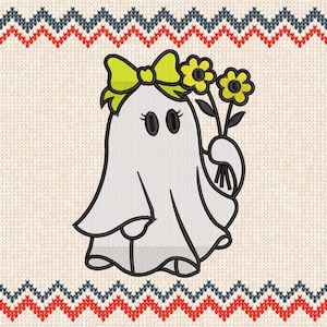 Coquette Bow Ghost Emb Design Files, Halloween Spooky Machine Embroidery Files, Girly Halloween Coquette Spooky, 6 Sizes embroidery Download