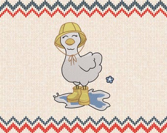 Leuke domme gans machineborduurwerk, Silly Embroidery Mama gans silhouet borduurwerk, mooie gans met hoed borduren, borduurwerk 6 maten