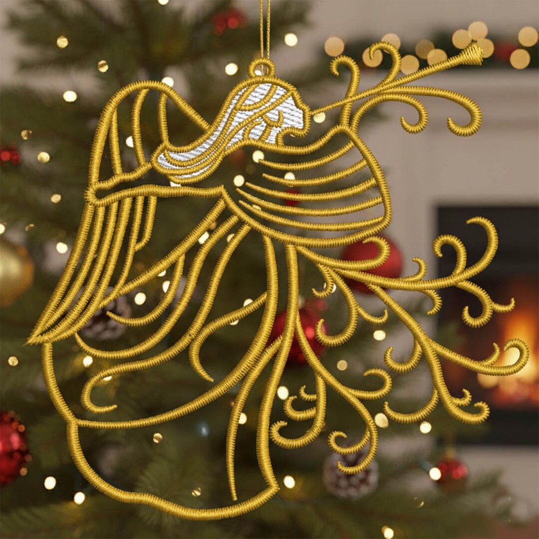 FSL Christmas Lace Ornament Angel Embroidery Designs, 3 Sizes Instant ...