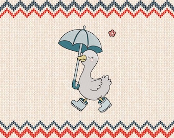 Silly Cute gans machineborduurwerk, Silly Embroidery Mama gans silhouet borduurwerk, mooie gans met hoed borduren, 6 maten geborduurd