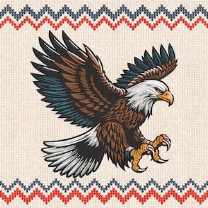 Flying Bald Eagle Embroidery Design, Majestic American Bird, Fill Stitch for Dark Fabrics, U.S National Emblem Patriotic, 6 Sizes embroidery