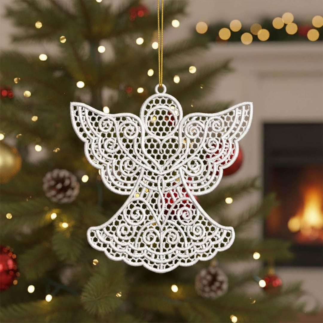 FSL Christmas Lace Angel Ornament Angel Embroidery Design, 3 Sizes ...