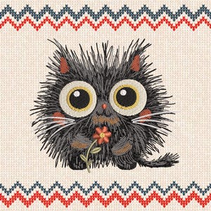 Cute Cat Funny Embroidery Design, Cute Cat Machine Embroidery File, Animal Embroidery Machine File, 6 Sizes embroidery Instant Download
