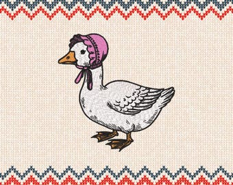 Cute silly goose machine embroidery design, goose silhouette embroidery, lovely goose wearing hat embroidery 6 Size, formal dress embroidery