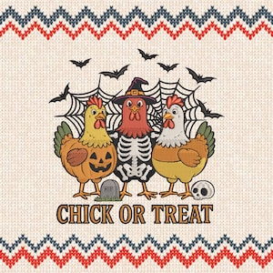 Chick or Treat Halloween embroidery designs, Cute Chicken Costume embroidery pattern, Trick or Treat embroidery, 6 Sizes embroidery Digital