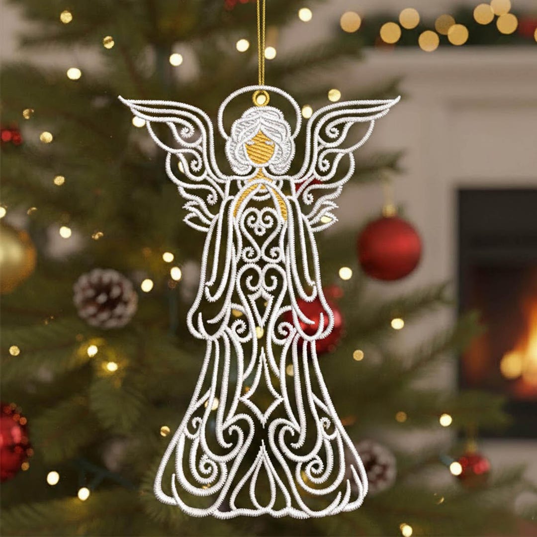 FSL Christmas Lace Ornament Angel Embroidery Designs, 3 Sizes Instant ...