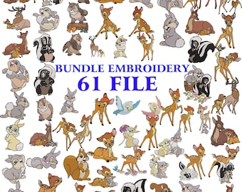 Fawn and Forest Animals Embroidery Designs – 61 File Bundle (Instant Download) 8size