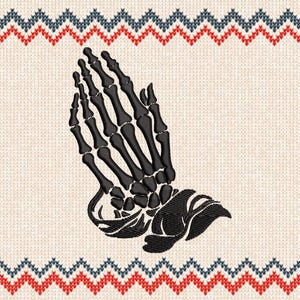 Diseño de bordado de manos en oración: parche de silueta cristiana (descarga digital, 6 tamaños)