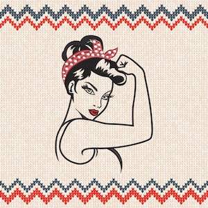 Rosie the Riveter Embroidery Design: &quot;We Can Do It&quot; Sketch (Digital Download)