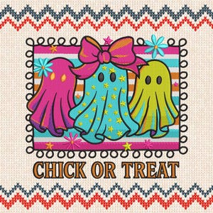 Chick or Treat Halloween embroidery designs, Cute Chicken Costume embroidery pattern, Trick or Treat embroidery, 6 Sizes embroidery Download