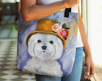 Stylish Maltese Dog Mom Women/’s Tote Bag Handbags Shoulder Bag for Gym Travel Picnic Beach