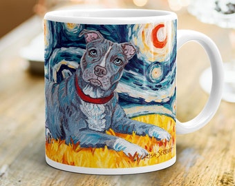 Pit Bull - Coffee Mug - Dog Lover Gift - Personalized Mug - Grey Pit Bull