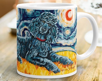 Standard Poodle - Coffee Mug - Dog Lover Gift - Personalized Mug - Standard Poodle (black) - Starry Night Dog