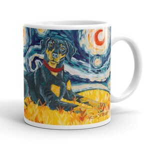 Doberman, chien, tasse à café, cadeau personnalisé, cadeau pour amoureux des chiens, Van Gogh, chien de nuit étoilée