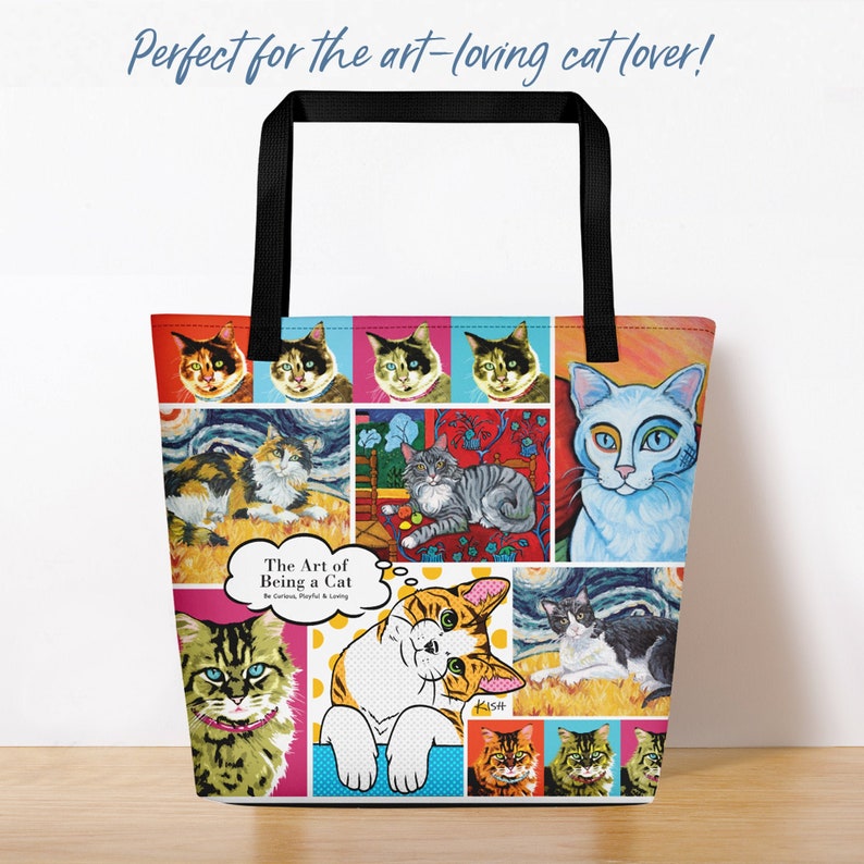 Cat Lover Gift Tote Cat Art Tote Bag Art Teacher Bag Etsy