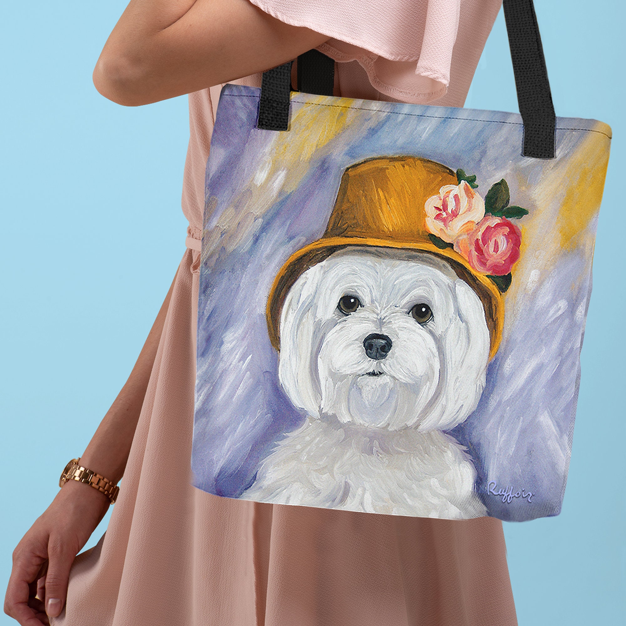 マルチーズ犬アートトートバッグ、ルノワール風 - Etsy 日本