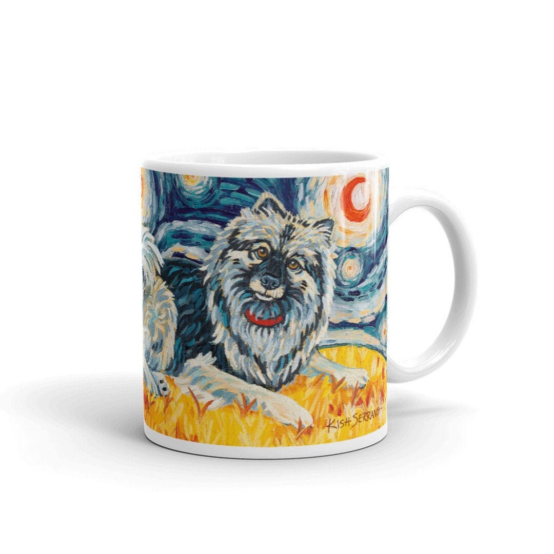 Keeshond, Dog, Coffee Mug, Personalized, Dog Lover Gift, Van Gogh