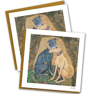Cartes de correspondance lévrier, cadeau lévrier, cadeau amateur de lévrier, papeterie, art lévrier inspiré de Gustav Klimt