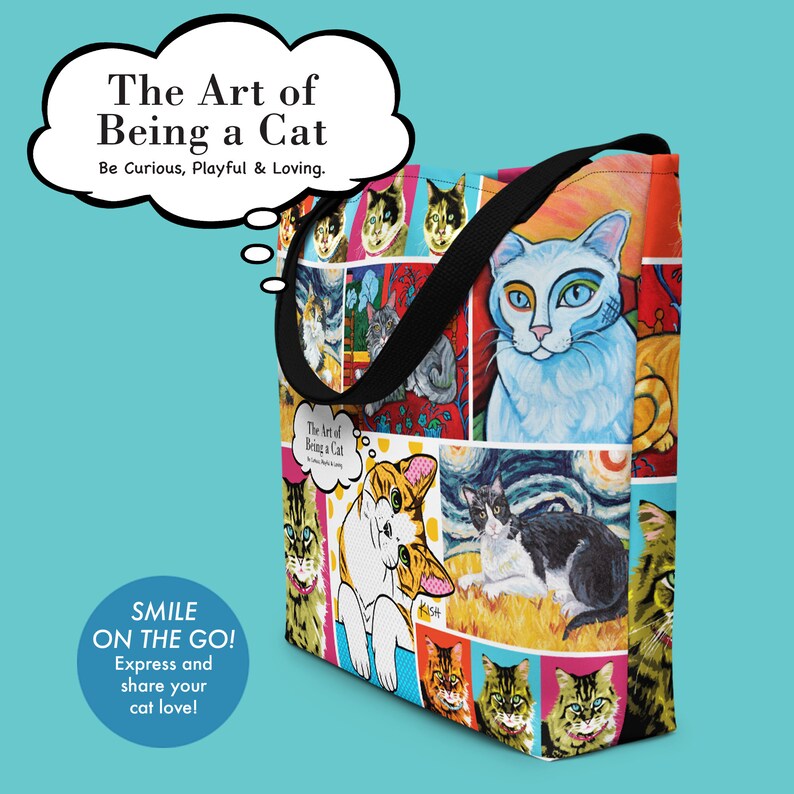 Cat Lover Gift Tote Cat Art Tote Bag Art Teacher Bag Etsy
