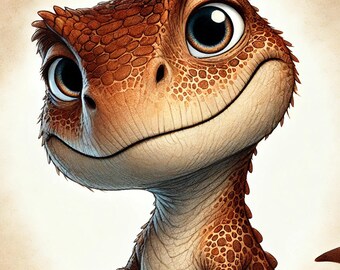 Impresión digital divertida de T-Rex / Arte de dinosaurio adorable / Decoración para habitación infantil / Descarga instantánea
