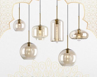 Smoked Glass Globe Pendant Light, Modern Nordic Light Fixture