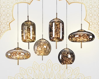 Glazen hanglamp Nabula, kristallen bollamp, verlichtingsarmaturen