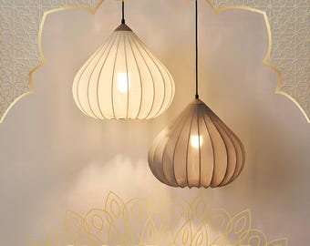 Fabric Pendant Light. Japandi Art Deco Ceiling Chandlier