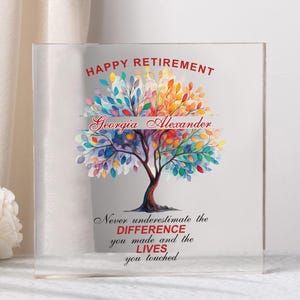 Personalize Retirement Gift, Custom Acrylic Plaque, Difference Maker Gift, Happy Retirement Gift, Thank You Gift, Appreciation, Employee