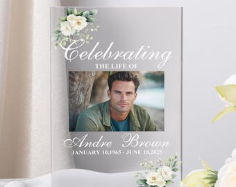 Custom Picture Acrylic Memorial Frame, In Loving Memory Table Sign, Custom Photo Plaque,Celebration Of Life Sign,Sympathy Gift,Funeral Decor