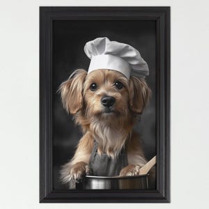 Personalized Pet Portrait Wall Art, Chef Pet Cooking Print, Custom Pet Canvas Print, Dining Room Decor, Kitchen Wall Decor, Funny Pet Gift