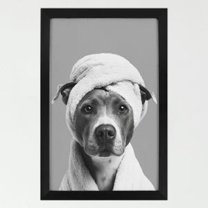 Custom Pet Portrait Canvas Wall Art,Dog Cat in Toilet,Pet with BathTowel,Funny Pet Bathroom Art,Personalized Pet Loss Gift,Picture to Canvas