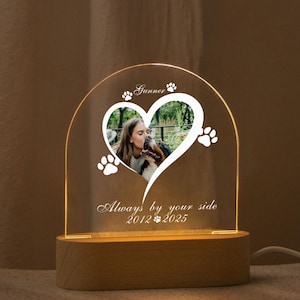 Personalized Pet Memorial LED Night Light, Pet Photo Light, Dog Cat Loss Gift, Custom Pet Keepsake, Light Up Pet Plaque, Gift For Pet Lover