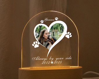 Personalized Pet Memorial LED Night Light, Pet Photo Light, Dog Cat Loss Gift, Custom Pet Keepsake, Light Up Pet Plaque, Gift For Pet Lover