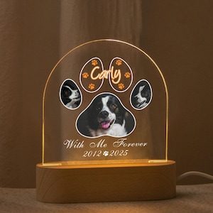 Personalised Pet Memorial Night Light, Custom Pet Paw Photo Light, Pet Memorial Frame, Cat Dog Loss Gift, Gift For Pets, Pet Memorial Frame