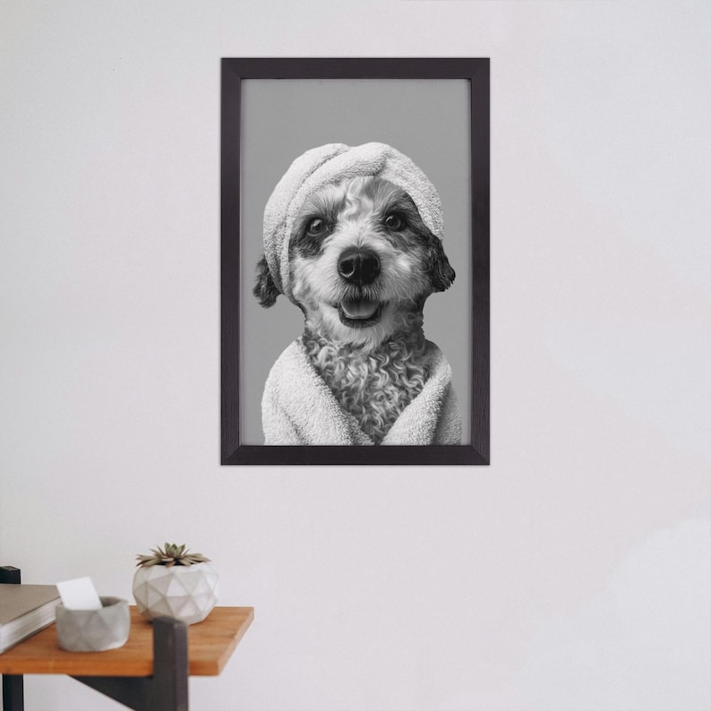 Custom Pet Portrait Canvas Wall Art,Dog Cat in Toilet,Pet with BathTowel,Funny Pet Bathroom Art,Personalized Pet Loss Gift,Picture to Canvas bild 4
