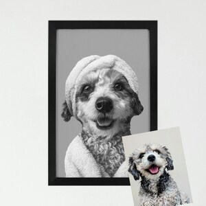 Custom Pet Portrait Canvas Wall Art,Dog Cat in Toilet,Pet with BathTowel,Funny Pet Bathroom Art,Personalized Pet Loss Gift,Picture to Canvas bild 3