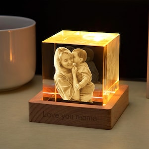 Personalized 3D Crystal Photo Lamp, Pet Dog Portrait Night Light, Photo Crystal Light, Christmas Gift, Custom Photo Gift, Pet Loss Gift Square