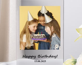Gepersonaliseerde fotoprint acrylplaat, aangepaste foto en berichtplaquette, vrijstaande acrylplaat vriendschap fotolijst, cadeau voor vriend