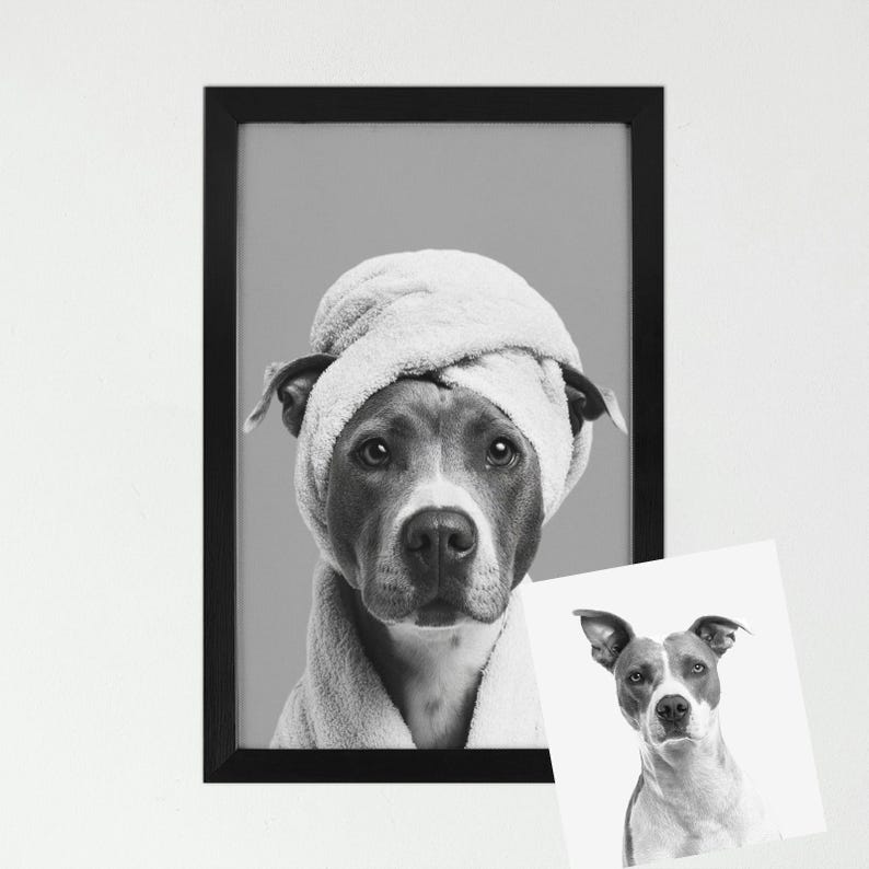 Custom Pet Portrait Canvas Wall Art,Dog Cat in Toilet,Pet with BathTowel,Funny Pet Bathroom Art,Personalized Pet Loss Gift,Picture to Canvas bild 5