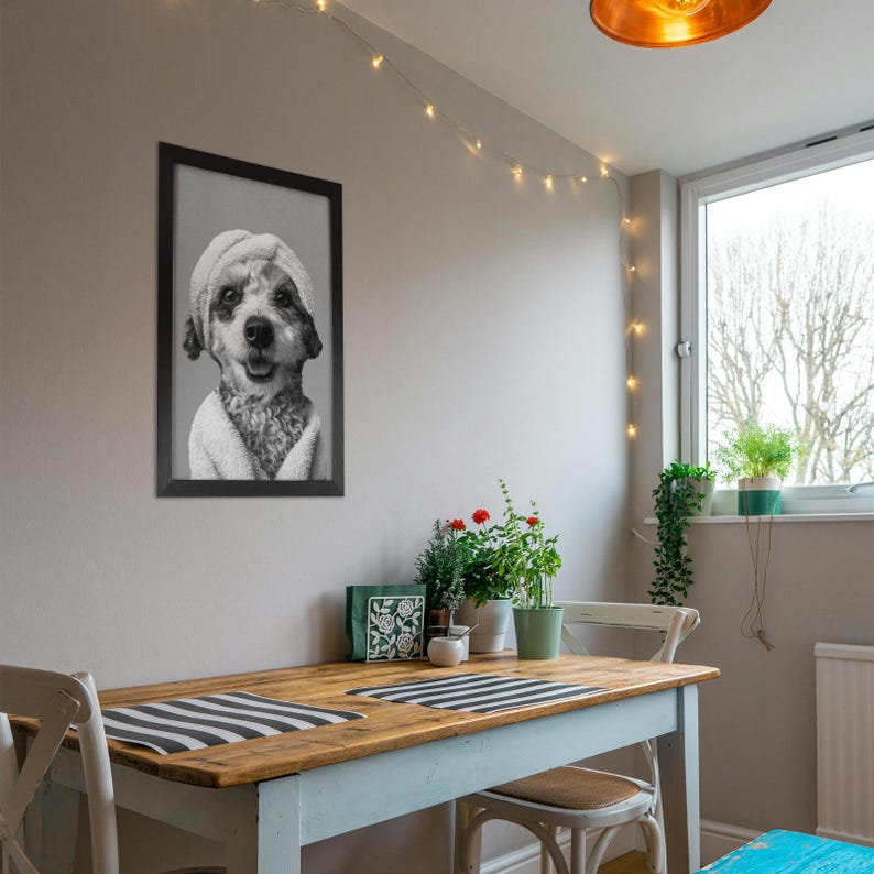 Custom Pet Portrait Canvas Wall Art,Dog Cat in Toilet,Pet with BathTowel,Funny Pet Bathroom Art,Personalized Pet Loss Gift,Picture to Canvas bild 10