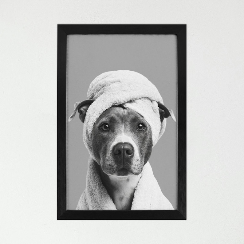 Custom Pet Portrait Canvas Wall Art,Dog Cat in Toilet,Pet with BathTowel,Funny Pet Bathroom Art,Personalized Pet Loss Gift,Picture to Canvas bild 1