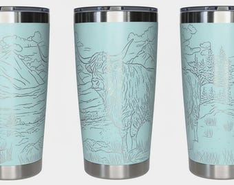 Highland Cow in Pasture 20 oz. Tumbler